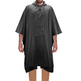 3-in-1 Hooded Rain Poncho for Adult with Pocket, Waterproof Lightweight Black