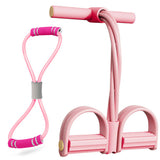 Resistance Bands-6 Tube Pedal Ankle Puller for Strength Training Home Gym Exercise Equipment Pink
