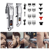 2Pcs Set Hair Clippers Cordless Barber Clippers LCD Display Hair Trimmers Set for Men