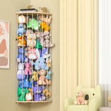 Wood Corner Stuffed Animal Storage Cage Plush Toy Holder with Star Pattern