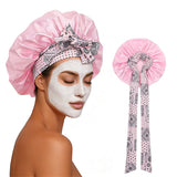 Double Layer Satin Sleep Bonnet Cap for Curly and Braided Hair Pink