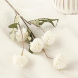 5 PCS Stem Cloth Dandelion Ball Artificial Flowers with Bendable Stems White