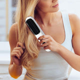 3-Mode Hair Straightener Brush with LED Display USB Rechargeable Hair Comb White