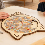 135-Piece Colored Cat-Shaped Wooden Jigsaw Puzzle with Stand for Cat Lovers Style 1
