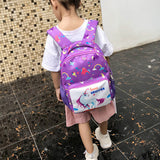 Unicorn Backpack Cartoon School Bag Kids Bookbag Printing Rucksack Purple