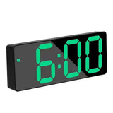 USB LED Digital Desk Alarm Clock with Temperature Date 3 Alarms Green