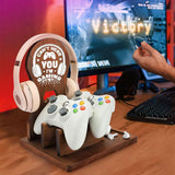 Solid Wood Multifunction Headphone Stand for Gamers