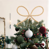 Sparkling Christmas Tree Top Bow Elegant Holiday Decoration Gold