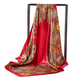 90cm Head Scarf for Women Scarf Printed Satin Square Scarf Bandanas for Women Style 1