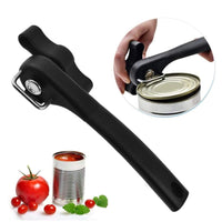 Handheld Smooth Edge Can Opener Ergonomic Manual Secure Cutting Can Opener for Kitchen Restaurant Black