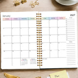 2027 to 2030 A5 Spiral Four Year Planner Notebook Monthly Goals Style 3