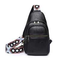 Women Sling Bag PU Leather Crossbody Bag Shoulder Bag Black