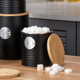 5 PCS Black Bread Bin and Airtight Kitchen Storage Canister Set