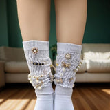 55Pcs Sock Charms Pearl Rhinestone Pin Brooch Decoration for Socks Clothing