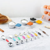 Measuring Cups & Spoons Set Heavy Duty Stainless Steel Fits in Spice Jars for Baking & Cooking