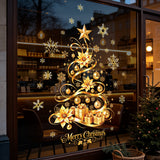 2 PCS Removable Gold Christmas Tree Static Cling Window Decals