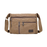 Retro Canvas Shoulder Messenger Bag Crossbody Satchel Travel for Men Coffee