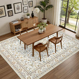 Vintage Persian Style Carpet Soft Area Rug Floor Mat for Bedroom Kitchen Entryway Living Room White