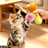 Retractable Cat Teaser Launcher Automatic with 2 Plush Balls for Cats Dogs Orange