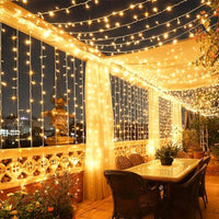 Solar Fairy Curtain Lights – Christmas Hanging String Lights for Window Backdrop Warm White