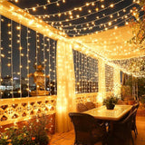 Solar Fairy Curtain Lights – Christmas Hanging String Lights for Window Backdrop Warm White