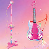 2 in 1 Guitar Microphone Toy with Color Lights for Ages 4 Plus Pink