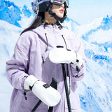 Pair of Adult Winter Ski Mittens Snow Gloves Ski Gloves Water-resistant Mittens White