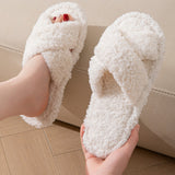Non Slip Open Toe Slippers for Women Indoor and Outdoor White
