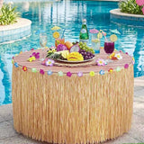 Straw Color Table Skirt 300x75cm with Tassels for Hawaiian Beach Party