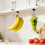Self Adhesive Banana Hook Under Cabinet Foldable Banana Hanger for Kitchen Black