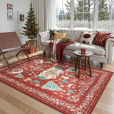 Christmas Crystal Velvet Area Rug Vintage Non Slip Living Room Style 1
