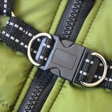 Pet Winter Jacket Padded Adjustable Warm Coats with Zipper (Green)