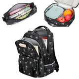 3 PCS Girls School Backpack Set with Lunch Bag Pencil Case Black