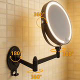 Extendable Wall Mirror LED 7X Magnification 3 Color Modes for Makeup