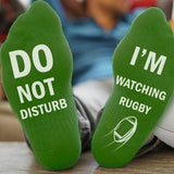 Pair of I'M WATCHING Unisex RUGBY Rugby Socks for Football Lover Green