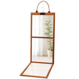 Foldable 3-Panel Full Length Mirror with Handle for Makeup Dance Practice Brown
