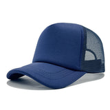 Adjustable Baseball Cap Breathable Mesh Trucker Hat for Outdoor Navy Blue