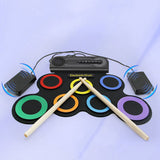 Electric Portable Roll-Up Drum Toy Set with Sticks Practice Pad Mixed Colors
