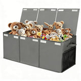 Foldable Toy Storage Organizer Box with Lid & Dividers Gray Large