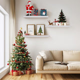 3Pcs Set Wall Mounted Floating Shelves Hanging Wood Storage Shelves for Home Bathroom White