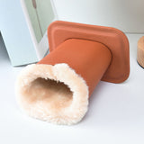 Soft Plush Lined PU Leather Eyeglasses Desk Holder Stand with Base Brown