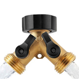 2-Way Brass Hose Splitter Y Type Garden Hose Connector