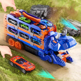 Dinosaur Transport Truck Toy Set with 12PCS Cars for Boys – Car & Truck Set Blue