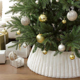White Christmas Tree Collar with Striped Textured Pattern – Christmas Tree Skirt Base