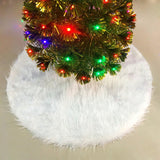 White Plush Christmas Tree Skirt Round Snowflake Base for Holiday Home Decor Style 1