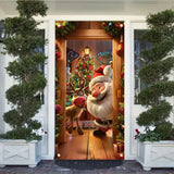 180x90cm Christmas Door Background Cloth Party Decor Hanging Door Curtain Cover Style 1