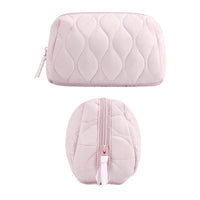 Travel Makeup Bag Puffy Padded Cosmetic Organizer Case Wide Opening Toiletry Pouch Pink