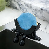 2PCS Creative Smiley Face Sponge Holder for Kitchen Sink Black