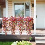 2Pcs Artificial Flowers for Outdoors Decorations Summer Fake Hanging Floral Decoration Red-Purple