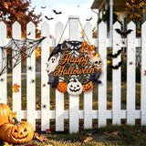 2 PCS Engineered Wood Halloween Ghost Pumpkin Hanging Door Signs Style 1